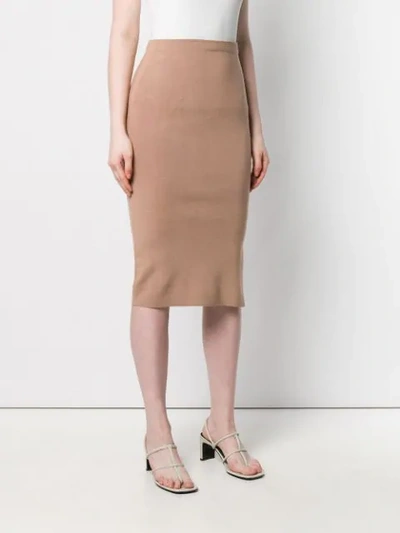 Shop Joseph Fitted Midi Skirt In Neutrals