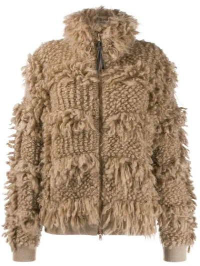 Shop Brunello Cucinelli Zipped Cardi In C9018 Beige