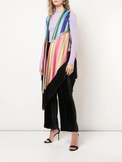 Shop Mary Katrantzou Fringed Poncho Jacket In Multicolour