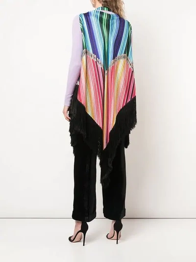 Shop Mary Katrantzou Fringed Poncho Jacket In Multicolour