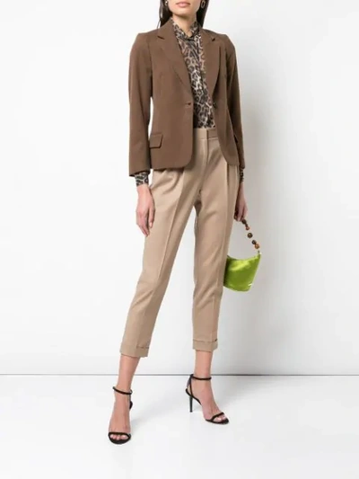 Shop Nili Lotan Pleated Cropped Trousers In Brown