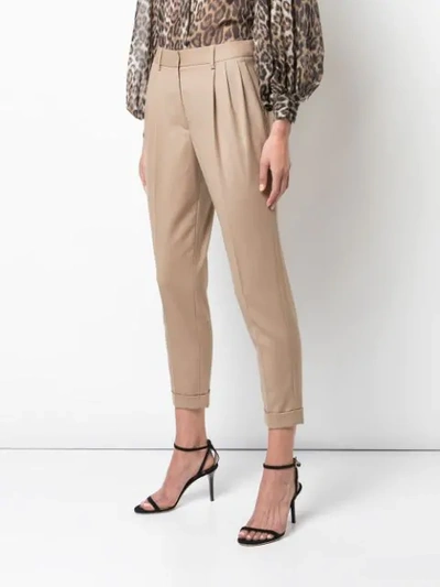 Shop Nili Lotan Pleated Cropped Trousers In Brown