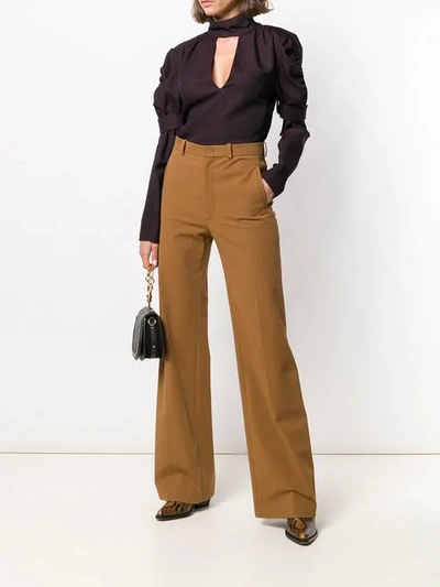Shop Chloé Puff Sleeve Blouse In Brown