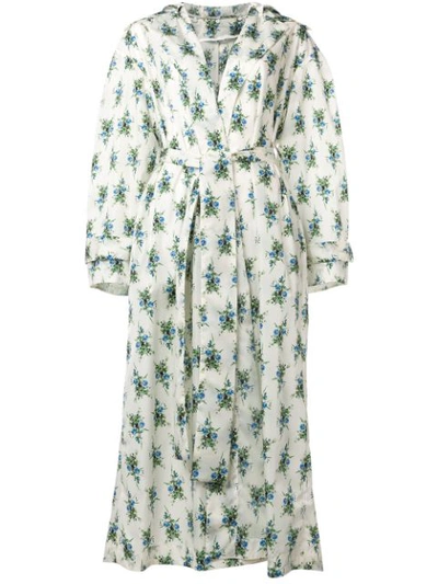 Shop Emilia Wickstead Rose Print Robe Coat In Neutrals
