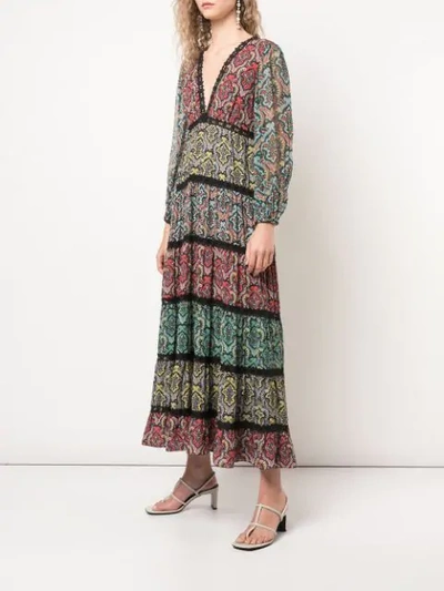 Shop Alice And Olivia Karolina Blouson Sleeve Maxi Dress In Multicolour