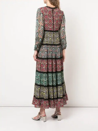 Shop Alice And Olivia Karolina Blouson Sleeve Maxi Dress In Multicolour