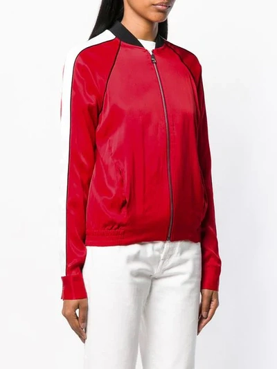 Shop Karl Lagerfeld Karl Signature Satin Bomber In Red