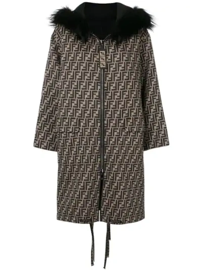 Shop Fendi Ff Logo Parka Coat In F118w-tabacco