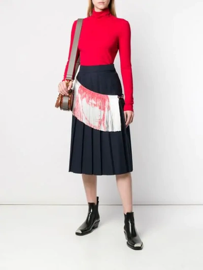 Shop Calvin Klein 205w39nyc Fringe Detail Pleated Skirt - Blue