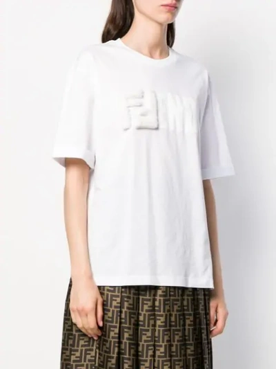 Shop Fendi Ff Logo T-shirt In F0znm-white