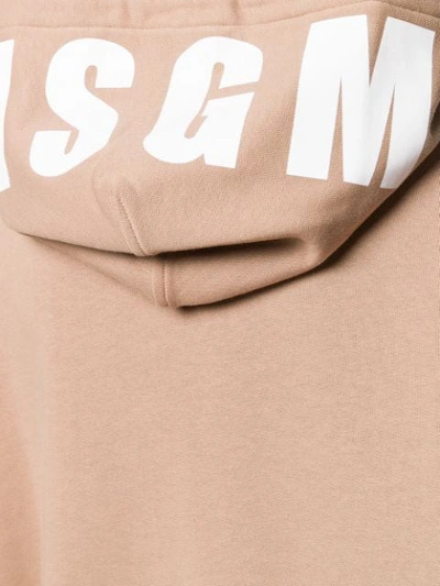 Shop Msgm Oversized Logo Print Hoodie In Brown