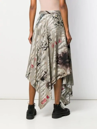 Shop Vivienne Westwood Asian Peony Asymmetric Skirt - Grey