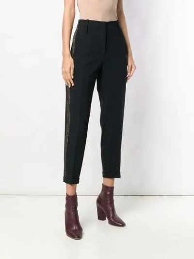 Shop Luisa Cerano Triple Side Stripes Trousers - Black