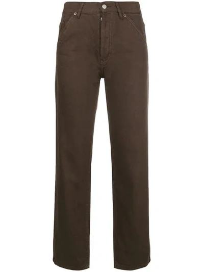 Shop Jacquemus Cropped Straight Leg Trousers In Brown