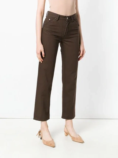 Shop Jacquemus Cropped Straight Leg Trousers In Brown