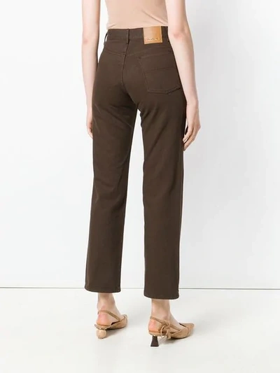 Shop Jacquemus Cropped Straight Leg Trousers In Brown