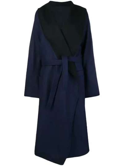 Shop Nehera Oversize Belted Coat In Blue