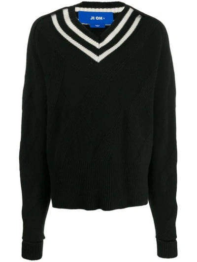 Shop Ji Oh Stripe-detail Sweater In Black