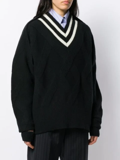 Shop Ji Oh Stripe-detail Sweater In Black