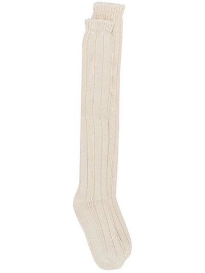 Shop Rick Owens Ribbed Long Socks In 11 Mil
