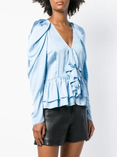 Shop Magda Butrym Cefalu Dotted Ruffle Blouse In Blue