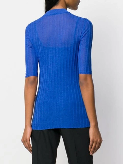 Shop Jil Sander Ribbed Knit Cardigan In Blue