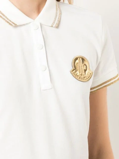 Shop Moncler Logo Patch Polo Shirt In White