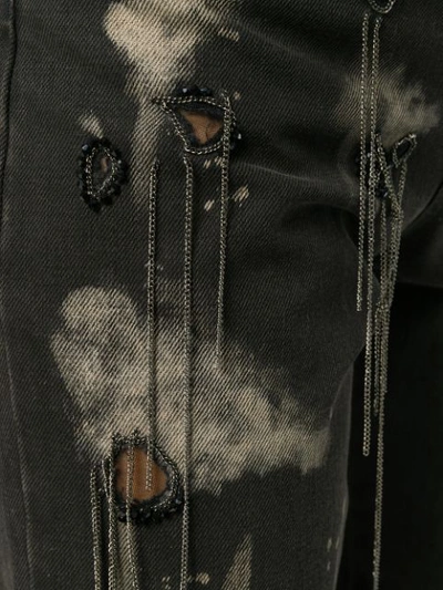 Shop Amen Distressed Chain Detail Jeans - Grey