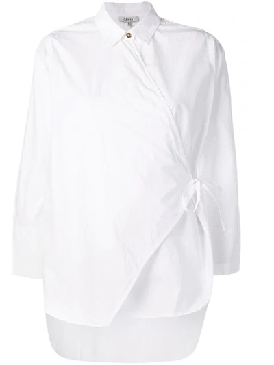 GANNI 侧绑带修身全棉衬衫 - 白色