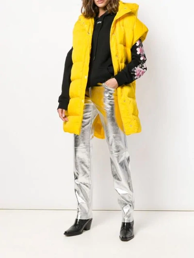 Shop Msgm Sleeveless Puffer Jacket In Yellow