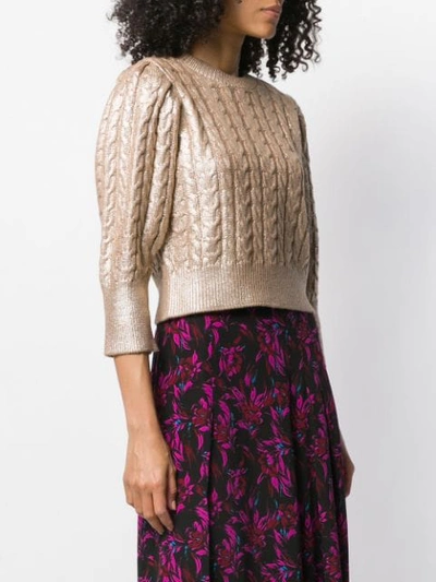 Shop Msgm Metallic Cable Knit Sweater In Gold