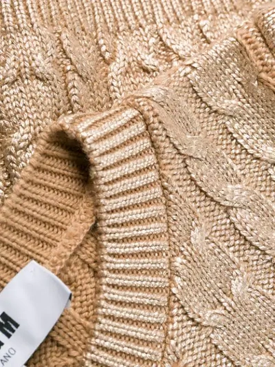 Shop Msgm Metallic Cable Knit Sweater In Gold