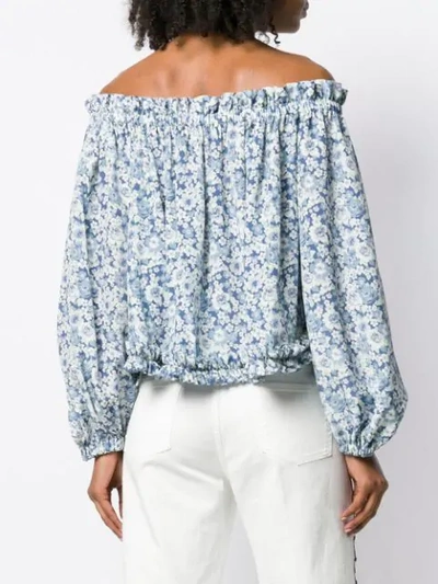 Shop Stella Mccartney Off-the-shoulder Blouse In 8487 Multicolor Blue