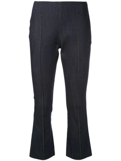 Shop Cinq À Sept Mila Cropped Denim Trousers In Blue