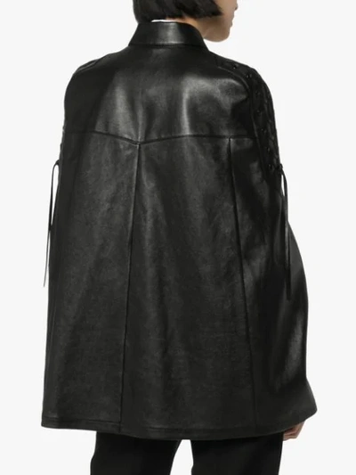 Shop Saint Laurent Lace-up Detail Cape Jacket In Black