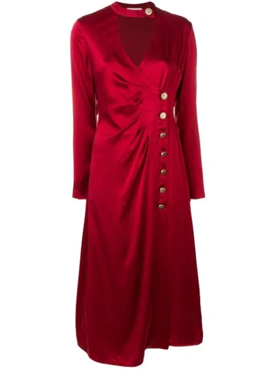 Shop Giacobino Long Buttoned Up Dress - Red