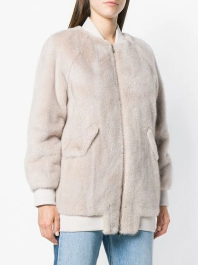 Shop Blancha Longline Bomber Jacket In Neutrals