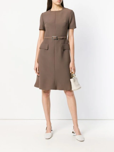 Shop William Vintage A-line Belted Dress - Brown