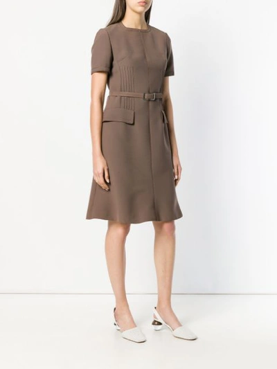 Shop William Vintage A-line Belted Dress - Brown