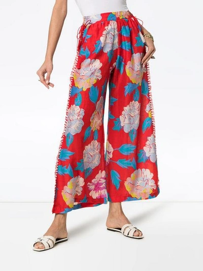 Shop A Peace Treaty Talla Floral Print Trousers In Red