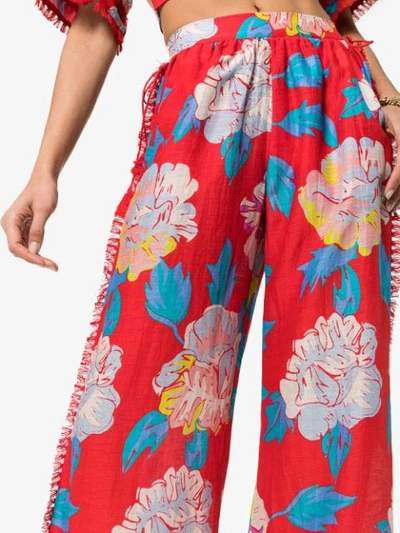 Shop A Peace Treaty Talla Floral Print Trousers In Red