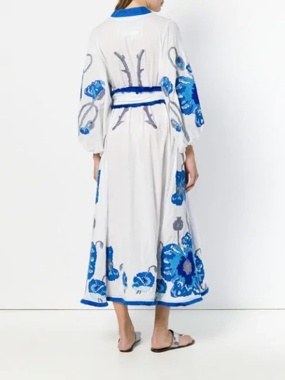 Shop Yuliya Magdych Belted Embroidered Dress In White
