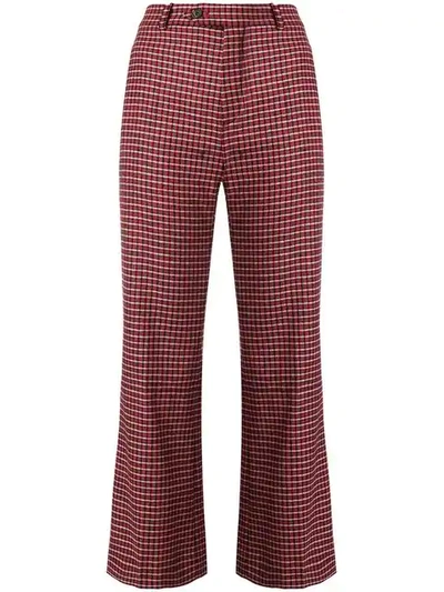 Shop Chloé Checked Cropped Trousers In Red