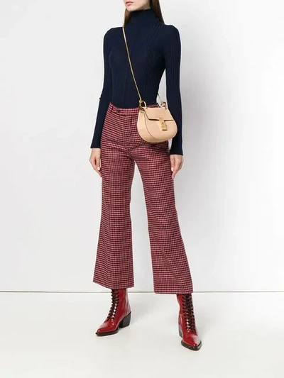 Shop Chloé Checked Cropped Trousers In Red