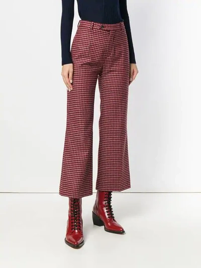 Shop Chloé Checked Cropped Trousers In Red