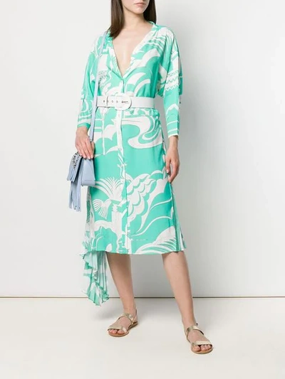 Shop Emilio Pucci La Villa Print Asymmetric Shirt Dress - Green
