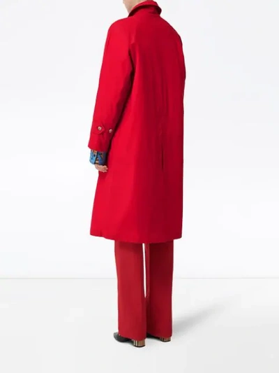 Shop Burberry Single-breasted Rain Coat In Red