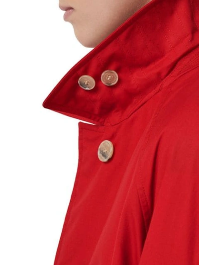 Shop Burberry Single-breasted Rain Coat In Red