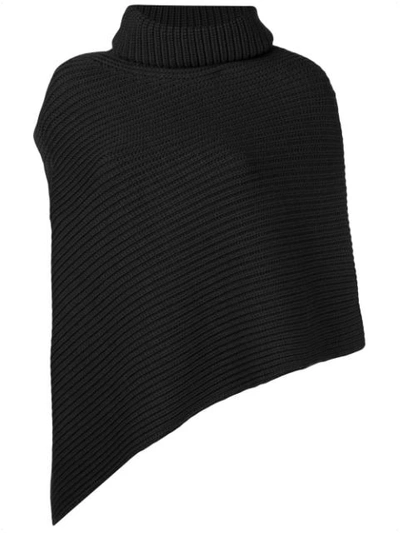 Shop Pringle Of Scotland Ribbed Knit Poncho In Black