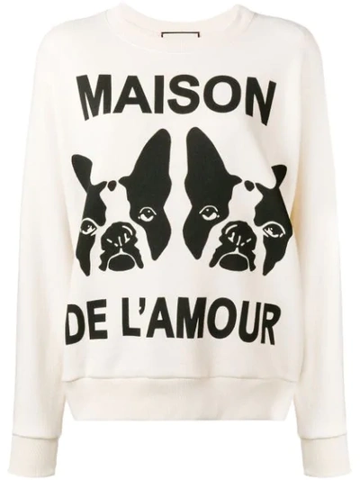 Shop Gucci ”maison De L'amour” Sweatshirt In White